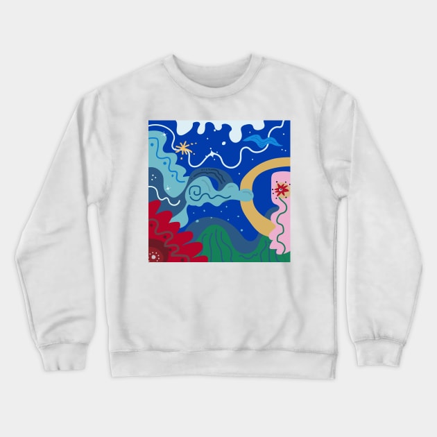 Blue Mountain Crewneck Sweatshirt by Fillustrasee